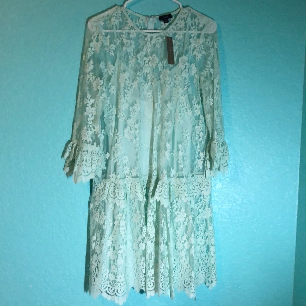 J. Crew see through mint green floral dress size 6